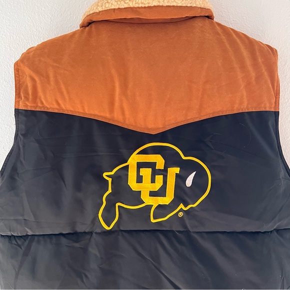 Vintage CU University of Colorado Buffs Puffer Vest Sherpa Ralphie Logo XL - Picture 6 of 8